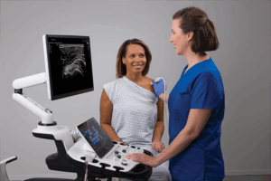 Samsung RS85 Prestige ultrasound shoulder demonstration